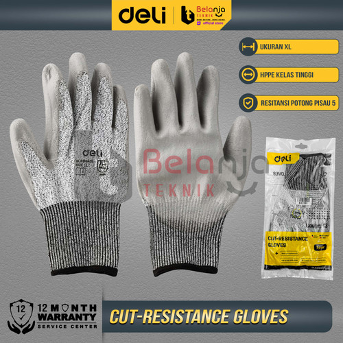 [EZM.3505448] Deli Sarung Tangan Safety Cut Resistant XL Sarung Tangan Anti Pisau EDL521043XL