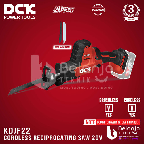 [EZM.3505455] DCK Cordless Brushless Reciprocating Saw 20V Gergaji Kayu KDJF22 Unit Only