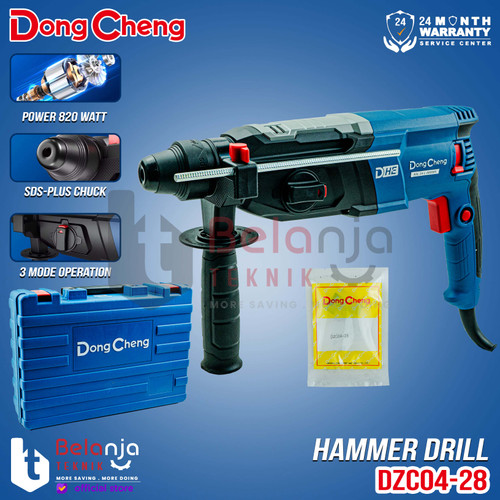 [EZM.3505475] Dongcheng Mesin Bor Beton DZC04-28 Rotary Hammer SDS 28MM 3 Mode 820 Watt 28 MM