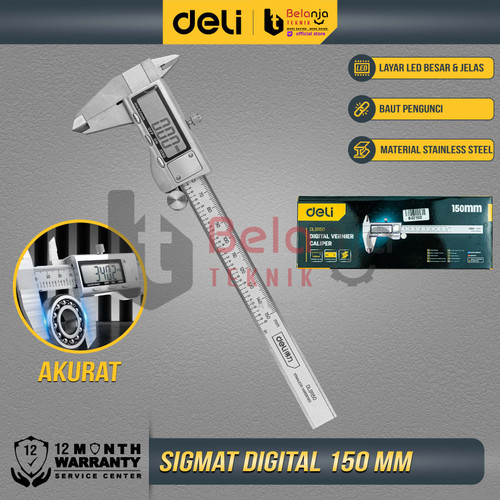 [EZM.3505545] Deli Jangka Sorong Digital 6" Sketmat Sigmat Digital Vernier Caliper