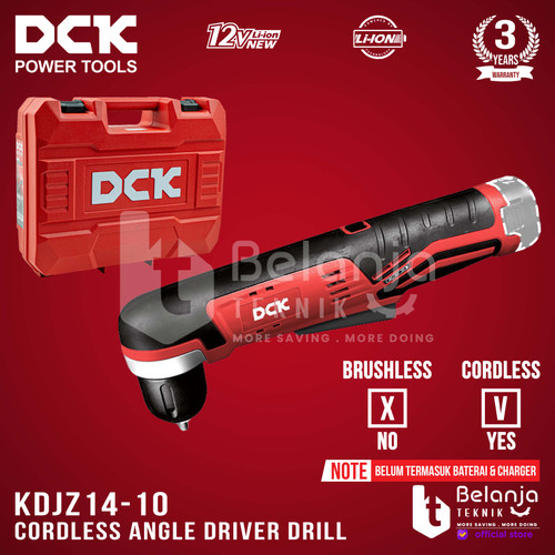[EZM.3505551] DCK Angle Driver Drill Cordless KDJZ14-10 Mesin Bor Sudut Baterai Unit Only