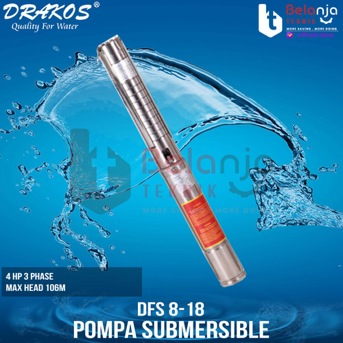 [EZM.3505559] Drakos Pompa Air Satelit Submersible 4 DFS 8-18 4 HP Stainless Steel
