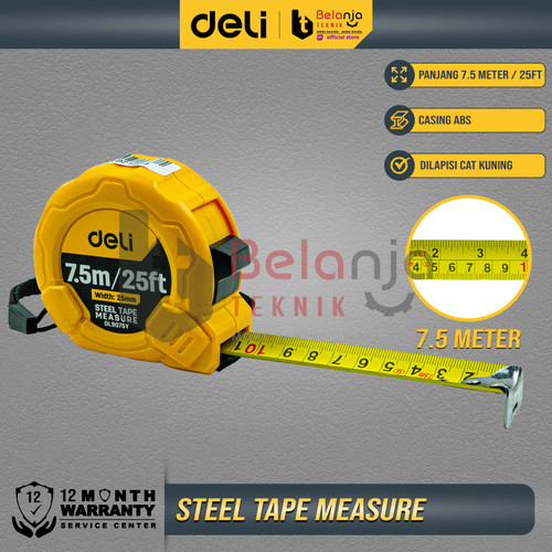 [EZM.3505581] Deli Tape Measure 7.5 Meter Meteran 7.5m Meteran Alat Ukur Tukang ABS