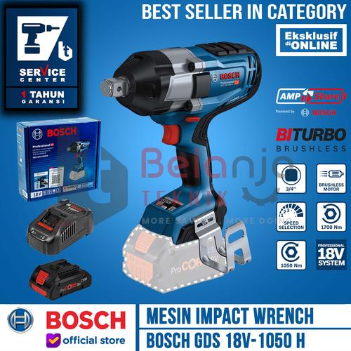[EZM.3505597] Bosch Mesin Impact Wrench Cordless GDS 18V-1050 H Baterai Procore 4AH