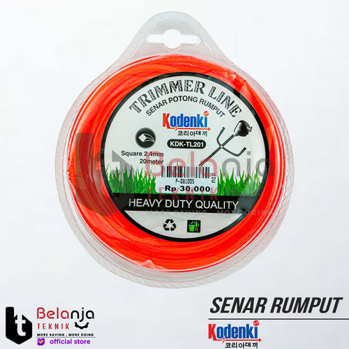[EZM.3505621] Kodenki Trimmer Line 2.4mm 20 M Square Tali Senar Mesin Potong Rumput