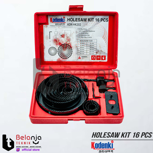 [EZM.3505623] Kodenki Holesaw Kit 16 Pcs Hole Saw Mata Bor Set PVC Gypsum Kayu 16Pcs