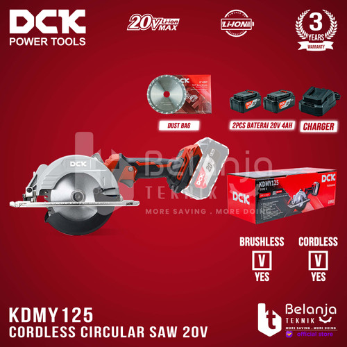 [EZM.3505669] DCK Mesin Circular Saw Cordless KDMY125Z Sirkel Kayu 125MM SET 2x 4 AH