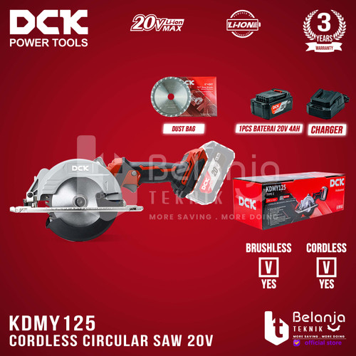 [EZM.3505670] DCK Mesin Circular Saw Cordless KDMY125Z Sirkel Kayu 125MM SET 1X 4 AH