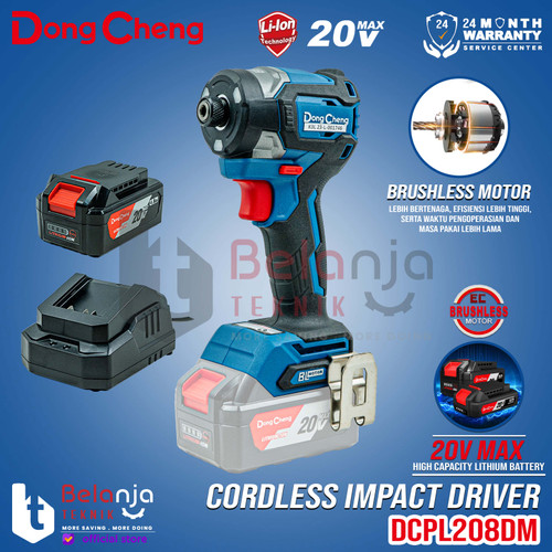 [EZM.3505698] DongCheng Impact Driver Baterai DCPL208 DM Pembuka Baut Brushless 20V