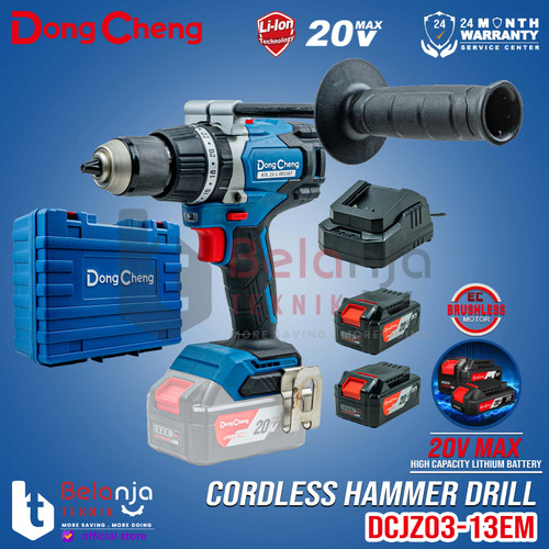 [EZM.3505713] Dongcheng Hammer Drill Cordless DCJZ03-13EM Mesin Bor Baterai 20V 13MM