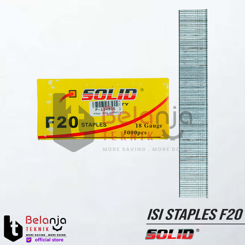 [EZM.3505718] Solid Isi Steples Paku Tembak F20 Lurus Refill Air Nailer 20MM F 20
