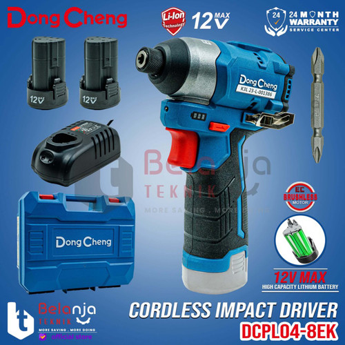 [EZM.3505724] Dongcheng Bor Obeng Baterai DCPL04-8 EK 12V SET Brushless Impact Driver Cordless DCPL04-8EK DCPL 04-8