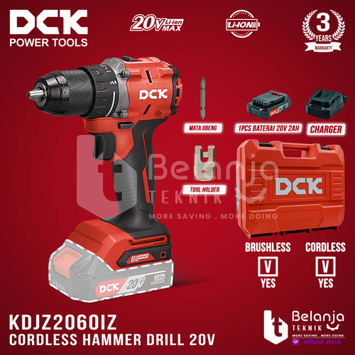 [EZM.3505742] DCK Cordless Hammer Drill KDJZ2060iDM 20V Bor Impact Baterai KDJZ 2060