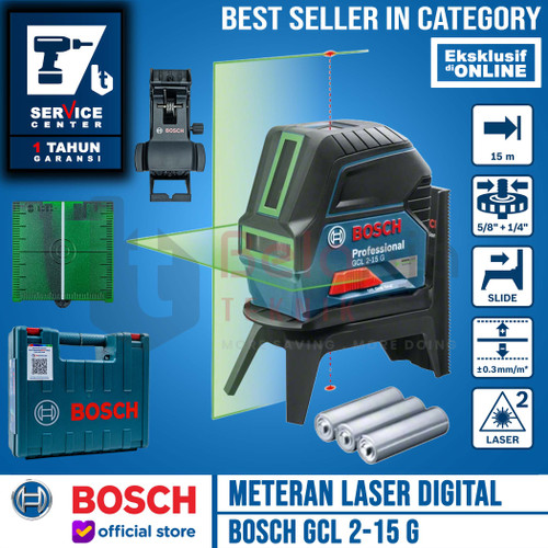 [EZM.3505764] Bosch Meteran Laser Waterpass Digital GCL 2-15 G Green Laser Level 15M