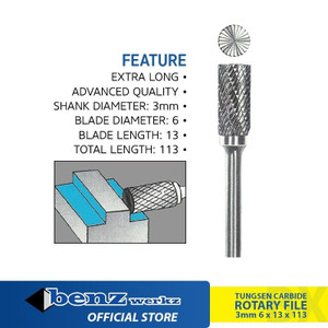 [EZM.3505798] Benz Mata Tuner 3 mm BX06113 Extra Long Tungsten Carbide Rotary File