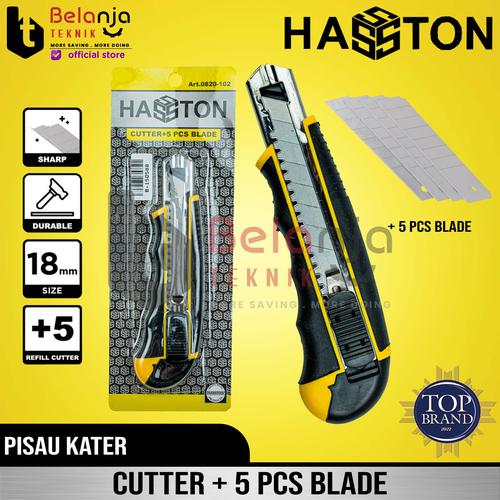 [EZM.3505927] Hasston Prohex Pisau Cutter Handle Plastik 18mm + 5 Pcs Blade 0820-102