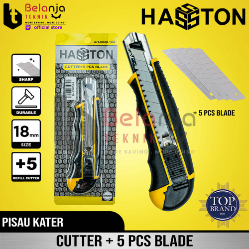 [EZM.3505927] Hasston Prohex Pisau Cutter Handle Plastik 18mm + 5 Pcs Blade 0820-102