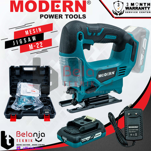[EZM.3505937] Modern Jigsaw Cordless M-22 20V Gergaji Kayu Triplek Baterai M22 Set