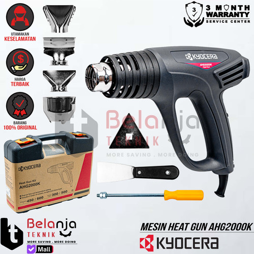 [EZM.3500061] Mesin Heat Gun Kyocera AHG-2000K + Kit Alat Pemanas Plastik 2000W