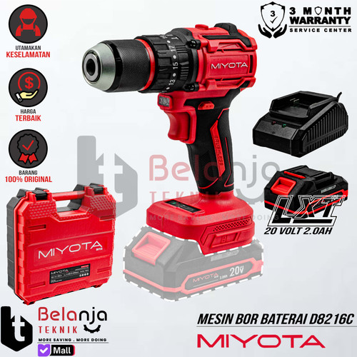 [EZM.3500128] Mesin Bor Tembok Baterai 13 MM 20 Volt Miyota D8216C Cordless Brushless Impact Hammer Drill 13MM 20V LXT