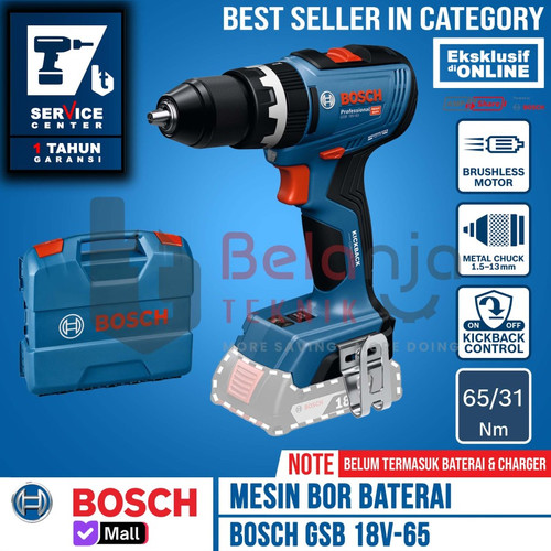 [EZM.3500141] Mesin Bor Tembok Baterai Bosch GSB 18V-65 Hammer Drill Brushless Cordless GSB 18V 65 13MM