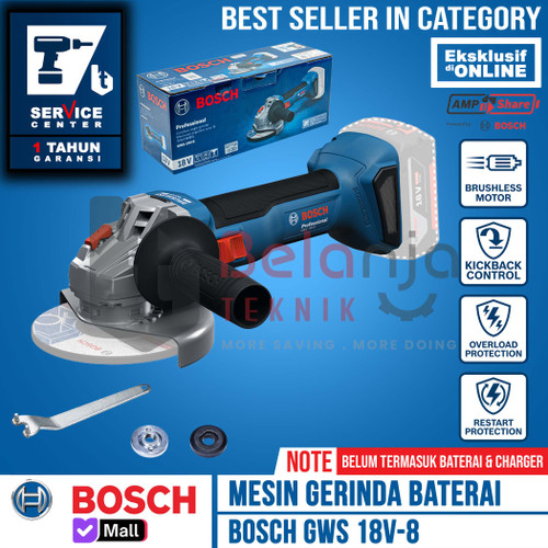 [EZM.3500143] Mesin Gerinda Baterai GWS 18V-8 Angle Grinder Cordless 18 Volt Brushless GWS 18V 8 SOLO