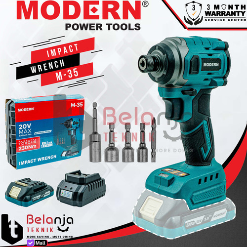 [EZM.3500170] Mesin Impact Driver Cordless Modern M-35 Pembuka Baut Baterai 20V M35