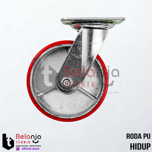 [EZM.3500223] Roda Troli Pu Merah 4 Inch Medium Duty Roda PU Hidup Diameter 4 Inch