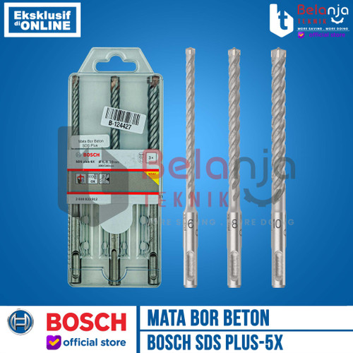 [EZM.3500237] Mata Bor Beton Set 3 Pcs SDS Plus-5X Bosch Hammer Drill Bits Set 6 8 10 mm