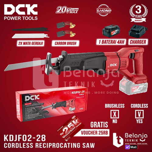 [EZM.3500298] DCK Mesin Gergaji Kayu KDJF02-28 DM 20V Cordless Reciprocating Saw KDJF02-28DM KDJF 02-28