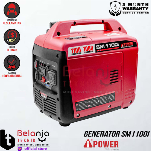 [EZM.3500326] AIPower Mesin Generator Inverter Super Silent SM 1100 i Genset Bensin Recoil SM1100i 1100 Watt SM1100