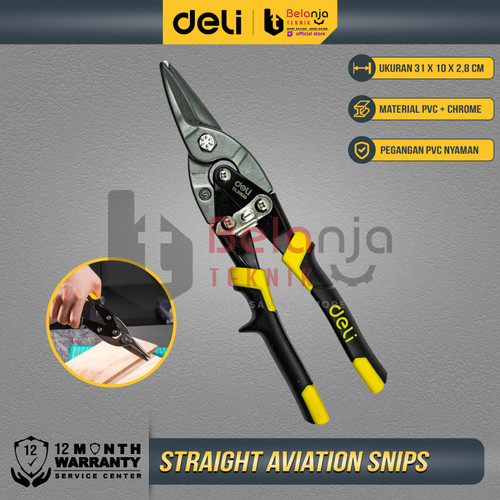 [EZM.3500350] Deli Aviation Snip Gunting Seng 10 inch PVC + Chrome Perkakas DL20030 Gunting Baja Lurus
