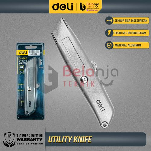 [EZM.3500354] Deli Utility Knife Cutter Aluminium SK5 Auto-lock Pisau Cutter Kater Perkakas EDL4260