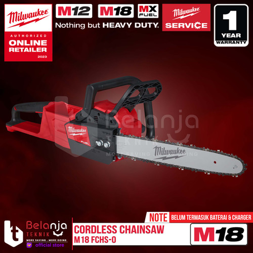 [EZM.3500388] Milwaukee Cordless Chainsaw 16 Inch M18 FCHS-0 Mesin Gergaji Potong Kayu Baterai 18V Unit Only