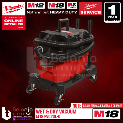[EZM.3500391] Milwaukee Wet & Dry Vacuum Cordless M18 FVC23L-0 Penghisap Debu Basah & Kering Baterai 23 Liter 18 Volt Unit Only