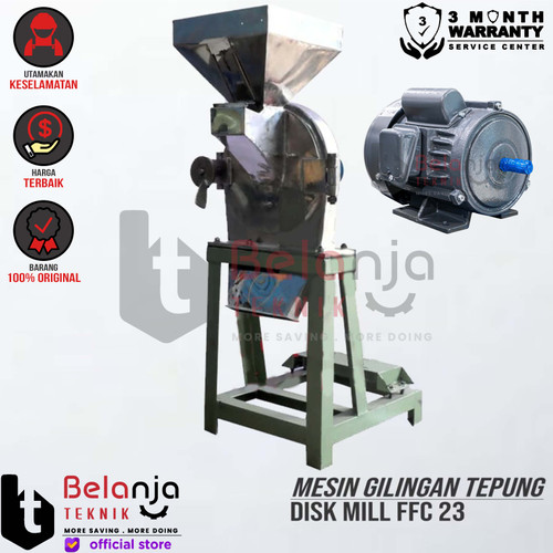 [EZM.3500443] Disk Mill Mesin Gilingan Tepung FFC 23 Stainless Rangka Besi + Dinamo 3 Hp
