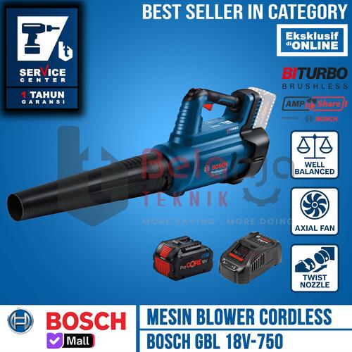[EZM.3500477] Bosch Mesin Blower Tangan Cordless GBL 18V-750 Hand Blower 18 V GBL18V SET PROCORE 8 AH