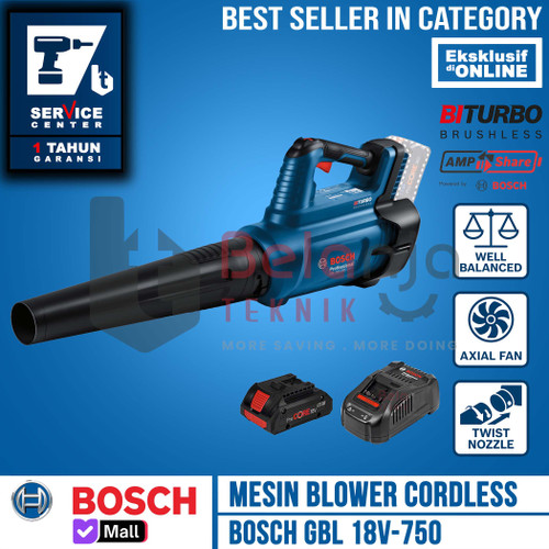 [EZM.3500478] Bosch Mesin Blower Tangan Cordless GBL 18V-750 Hand Blower 18 V GBL18V SET PROCORE 4AH