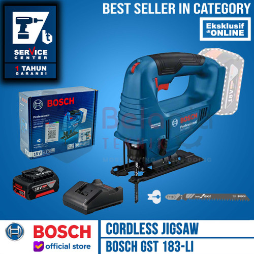 [EZM.3500510] Bosch Mesin Gergaji Baterai GST 183 Jigsaw Cordless 18V Set 4 AH