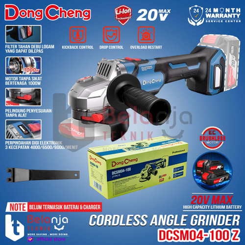 [EZM.3500513] Dongcheng Angle Grinder Baterai DCSM04-100 Z Mesin Gerinda 20V Unit Only