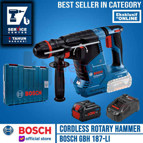 [EZM.3500562] Bosch Rotary Hammer Cordless GBH 187-Li Mesin Bor Beton Set Procore 18V