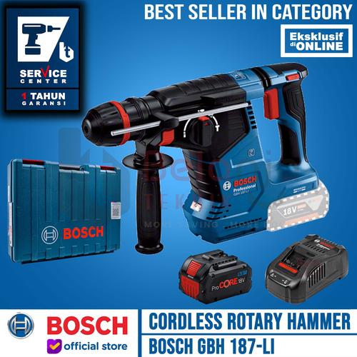 [EZM.3500562] Bosch Rotary Hammer Cordless GBH 187-Li Mesin Bor Beton Set Procore 18V