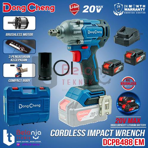 [EZM.3500621] Dongcheng Impact Wrench Baterai DCPB488 EM 20V Pembuka Baut Brushless