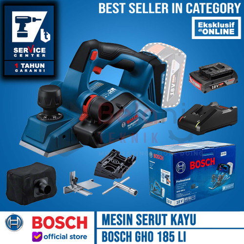 [EZM.3500833] Bosch Mesin Serut Kayu Ketam Baterai GHO 185 LI Planner 18V Brushless