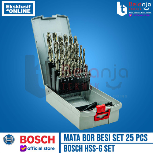 [EZM.3500871] Bosch Mata Bor Besi HSS-G Set 25 Pcs Metal Drill Bit 1-13 MM DIN 338