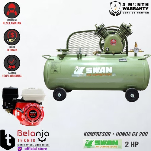 [EZM.3500879] Swan Mesin Kompresor Angin 2 Hp Honda Gx 200 Thailand 6.5 Hp