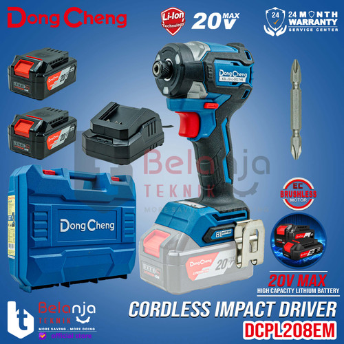 [EZM.3500890] DongCheng Impact Driver Baterai DCPL208 EM Pembuka Baut Brushless 20V