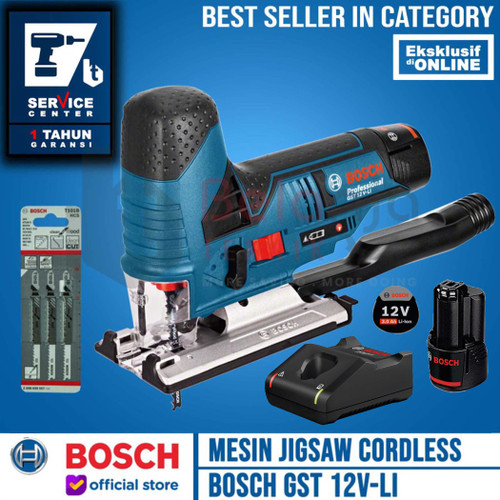 [EZM.3500897] Bosch Jigsaw Cordless GST 12V-Li Mesin Gergaji Baterai SET Charger 3AH