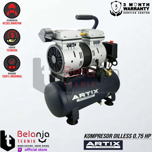 [EZM.3500902] Kompresor Angin Oilless 0,75 HP 9 L ARTIX OA 0709 OA0709 Silent