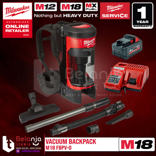 [EZM.3500969] Milwaukee Backpack Wet & Dry Vacuum M18 FBPV-0  Penghisap Debu SET 18V